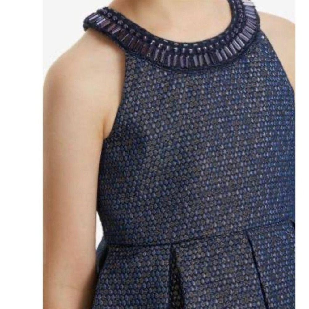 Rare Editions Girls Navy Blue Sparkle Beaded Neckline Dress‎ Size 4T - Picture 3 of 6